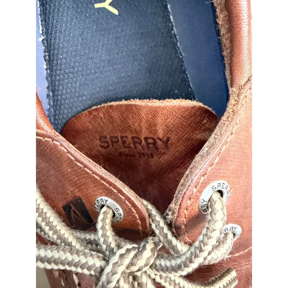 Sperry Top-Sider Mens Brown Leather Boat Shoes Authentic Original Deck Shoes